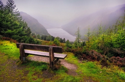 Picture of BENCH OVER THE UPPER LAKE IN GLENDALOUGH IRELAND