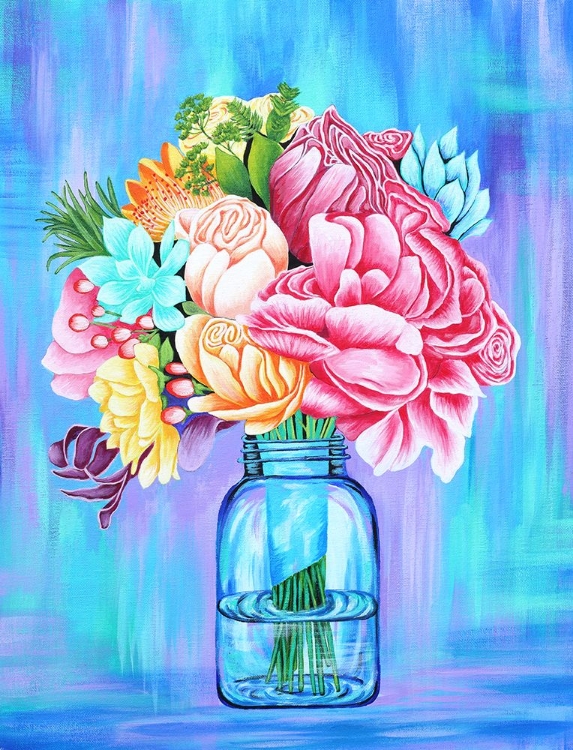 Picture of COLORFUL FLOWERS IN MASON JAR