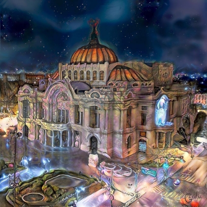 Picture of MEXICO CITY PALACE OF FINE ARTS AT NIGHT