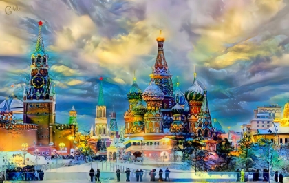 Picture of MOSCOW RUSSIA SAINT BASILS CATHEDRAL KREMLIN RED SQUARE ICE SNOW AND SKATING