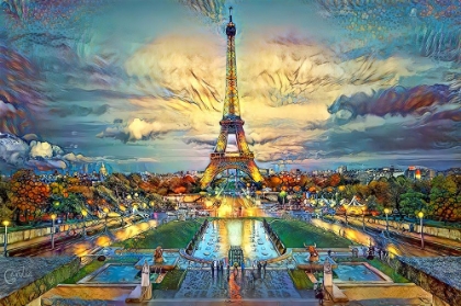 Picture of PARIS FRANCE  FONTAINES DE CHAILLOT AND EIFFEL TOWER SEEN FROM THE PLACE DU TROCADERO