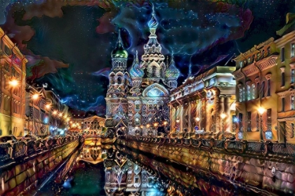 Picture of SAINT PETERSBURG RUSSIA CHURCH OF THE SAVIOR ON SPILLED BLOOD AT NIGHT
