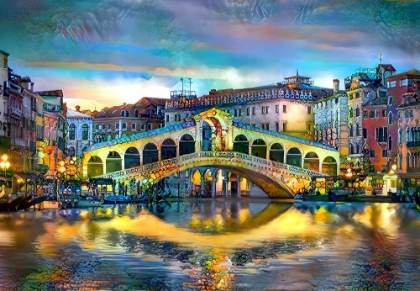 Picture of VENICE ITALY RIALTO BRIDGE AT NIGHT