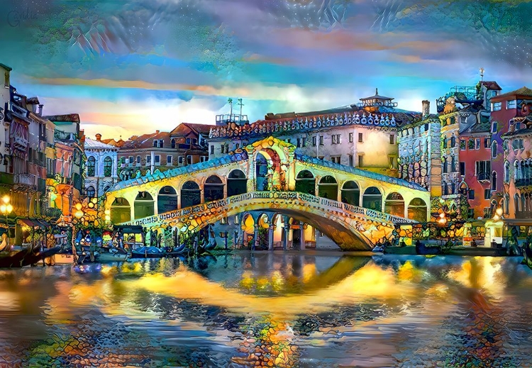 Picture of VENICE ITALY RIALTO BRIDGE AT NIGHT