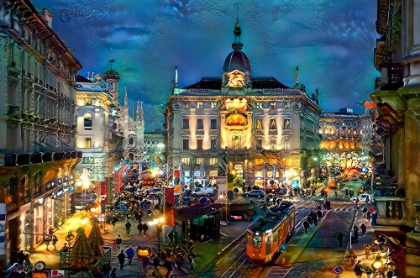Picture of MILAN ITALY PIAZZA CARDUSIO NIGHT