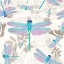 Picture of VINTAGE BOTANICALS DRAGONFLY PATTERN AQUA