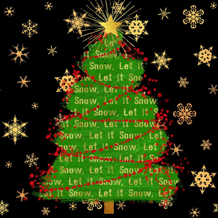 Picture of LET IT SNOW CHRISTMAS TREE BLACK