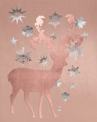 Picture of PARK AVENUE ROSEGOLD DEER IN THE SILVER SNOW