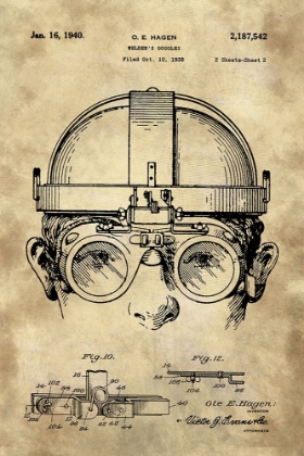 Picture of WELDING GOGGLES BLUEPRINT DETAIL DRAWING - INDUSTRIAL FARMHOUSE