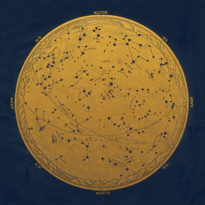 Picture of ANTIQUE GOLD MAP OF THE NIGHT SKY