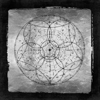 Picture of SILVER VINTAGE STAR CHART SKY MAP 1880