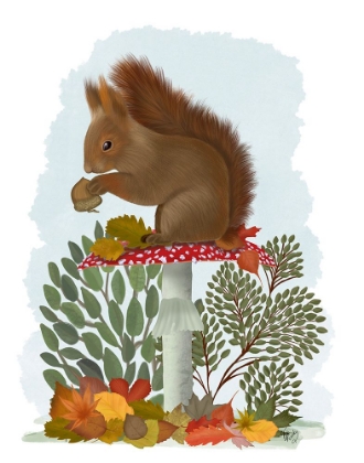 Picture of RED SQUIRREL ON MUSHROOM