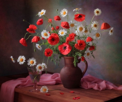 Picture of STILL LIFE WITH A BOUQUET OF POPPIES AND CHAMOMILE