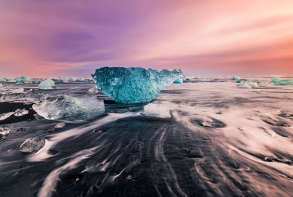 Picture of BLUE QGEMSTONEQ ON BLACK SAND BEACH