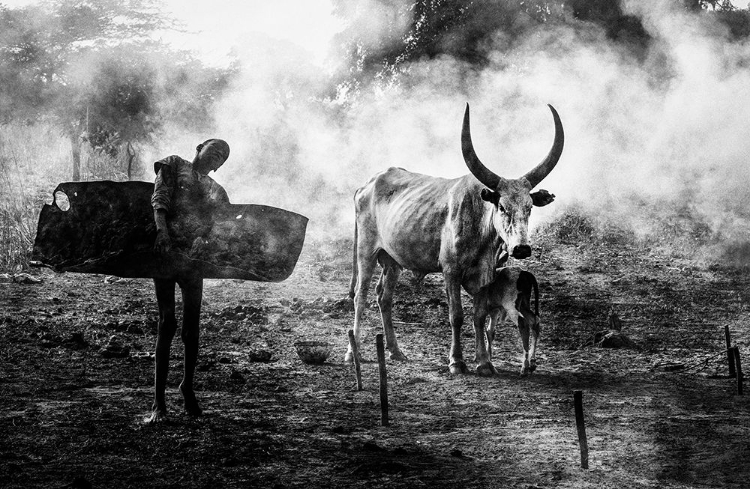 Picture of MUNDARI CHLID CARRYING DUNG - SOUTH SUDAN