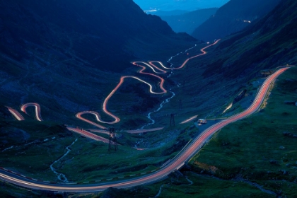 Picture of LIGHT TRAILS ON THE HIGHEST MOUNTAIN ROAD IN ROMANIA-FAGARAS MOUNTAINS