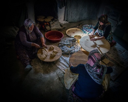 Picture of WOMEN MAKING BREAD.