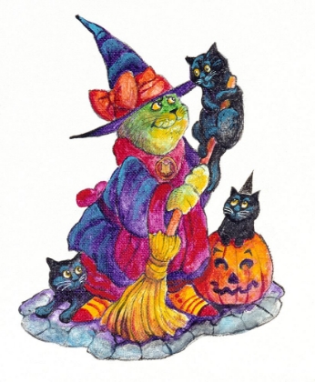 Picture of WITCHCAT WITH BROOM