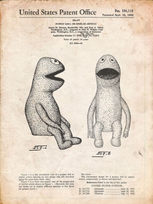 Picture of PP2-VINTAGE PARCHMENT WILKINS COFFEE MUPPET PATENT POSTER