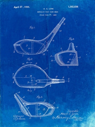 Picture of PP9-FADED BLUEPRINT GOLF DRIVER 1925 PATENT POSTER