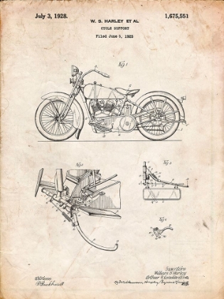 Picture of PP10-VINTAGE PARCHMENT HARLEY DAVIDSON MODEL JD PATENT POSTER