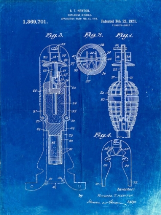 Picture of PP12-FADED BLUEPRINT EXPLOSIVE MISSILE PATENT POSTER