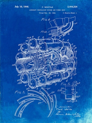 Picture of PP14-FADED BLUEPRINT JET ENGINE PATENT POSTER