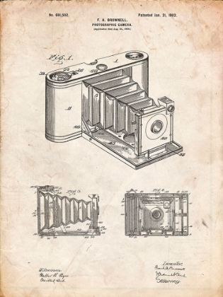 Picture of PP15-VINTAGE PARCHMENT KODAK POCKET FOLDING CAMERA PATENT POSTER