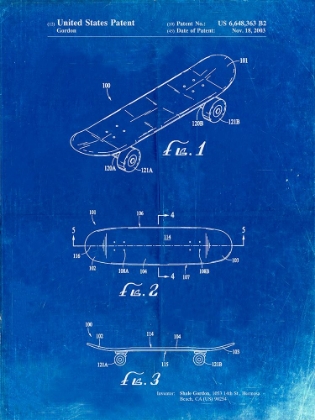 Picture of PP17-FADED BLUEPRINT DOUBLE KICK SKATEBOARD PATENT POSTER