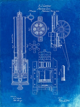 Picture of PP23-FADED BLUEPRINT GATLING GUN PATENT POSTER