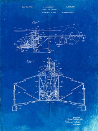 Picture of PP28-FADED BLUEPRINT SIKORSKY S-47 HELICOPTER PATENT POSTER
