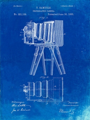 Picture of PP33-FADED BLUEPRINT ICONIC PHOTOGRAPHIC CAMERA 1885 PATENT POSTER