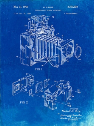 Picture of PP34-FADED BLUEPRINT 1966 CAMERA ACCESSORY POSTER