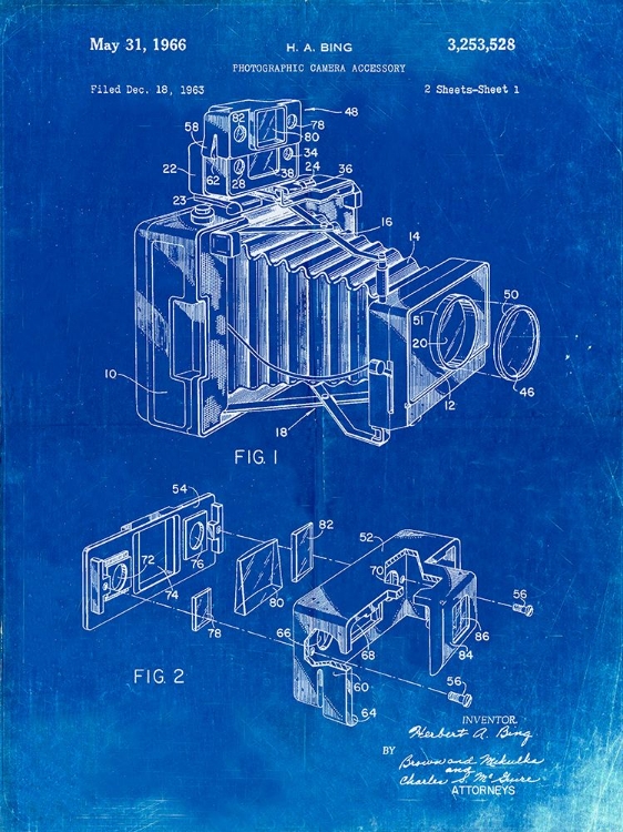 Picture of PP34-FADED BLUEPRINT 1966 CAMERA ACCESSORY POSTER