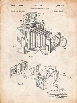 Picture of PP34-VINTAGE PARCHMENT 1966 CAMERA ACCESSORY POSTER