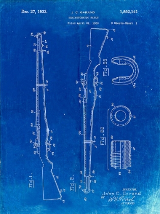 Picture of PP35-FADED BLUEPRINT M-1 RIFLE PATENT POSTER