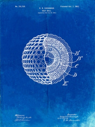 Picture of PP42-FADED BLUEPRINT GOLF BALL 1902 PATENT POSTER