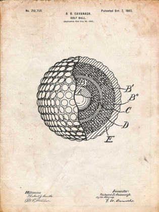 Picture of PP42-VINTAGE PARCHMENT GOLF BALL 1902 PATENT POSTER