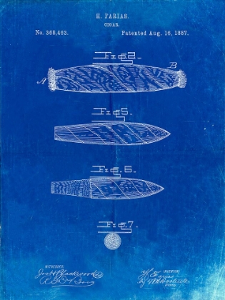 Picture of PP43-FADED BLUEPRINT CIGAR TOBACCO PATENT POSTER