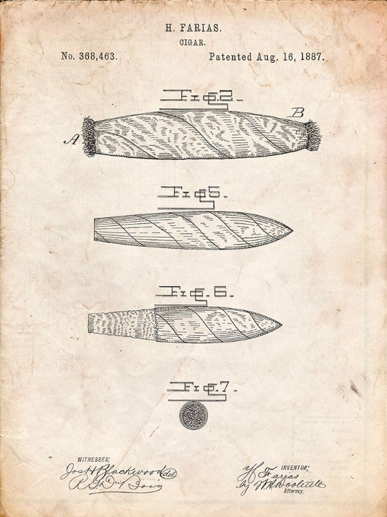 Picture of PP43-VINTAGE PARCHMENT CIGAR TOBACCO PATENT POSTER