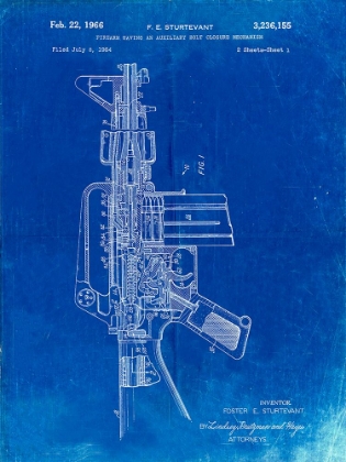 Picture of PP44-FADED BLUEPRINT M-16 RIFLE PATENT POSTER