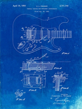 Picture of PP46-FADED BLUEPRINT FENDER GUITAR TREMOLO POSTER