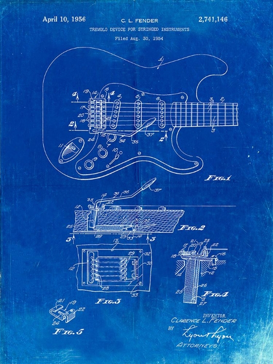 Picture of PP46-FADED BLUEPRINT FENDER GUITAR TREMOLO POSTER