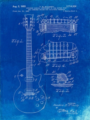 Picture of PP47-FADED BLUEPRINT GIBSON LES PAUL GUITAR PATENT POSTER
