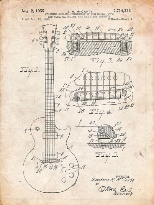 Picture of PP47-VINTAGE PARCHMENT GIBSON LES PAUL GUITAR PATENT POSTER