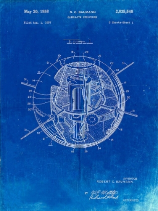 Picture of PP52-FADED BLUEPRINT EARTH SATELLITE PATENT POSTER