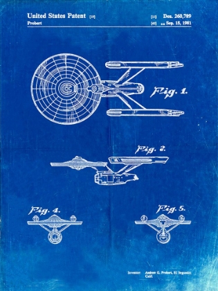 Picture of PP56-FADED BLUEPRINT STARSHIP ENTERPRISE PATENT POSTER