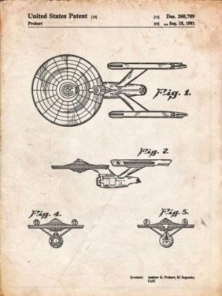 Picture of PP56-VINTAGE PARCHMENT STARSHIP ENTERPRISE PATENT POSTER