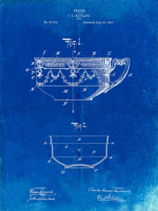 Picture of PP57-FADED BLUEPRINT HAVILAND DEMITASSE TEA CUP PATENT POSTER