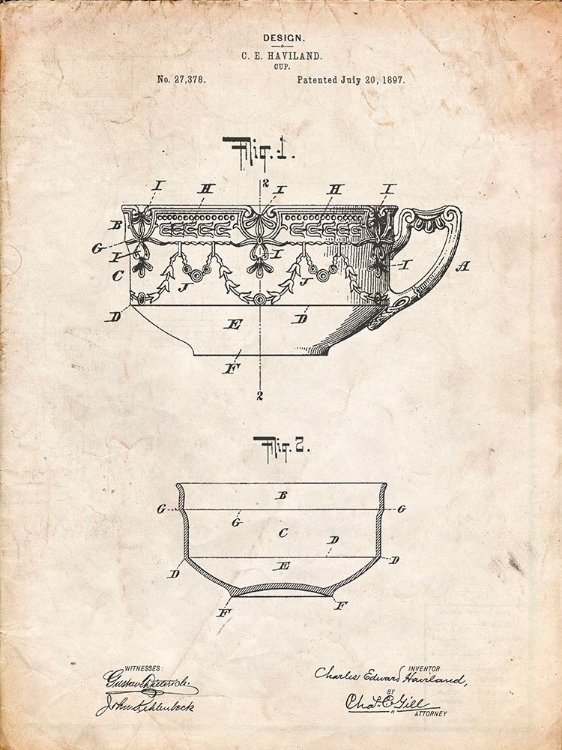 Picture of PP57-VINTAGE PARCHMENT HAVILAND DEMITASSE TEA CUP PATENT POSTER